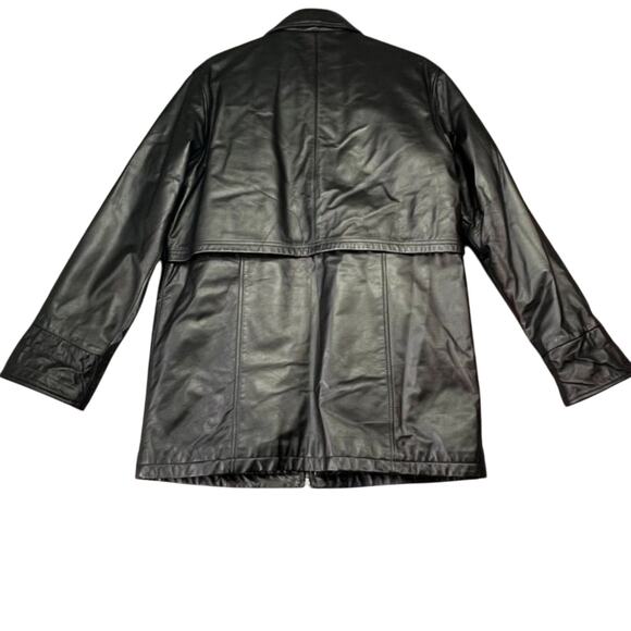 Ricardo Jacket Womens Large Black Drawstring Waist Leather Long Coat - Picture 4 of 12